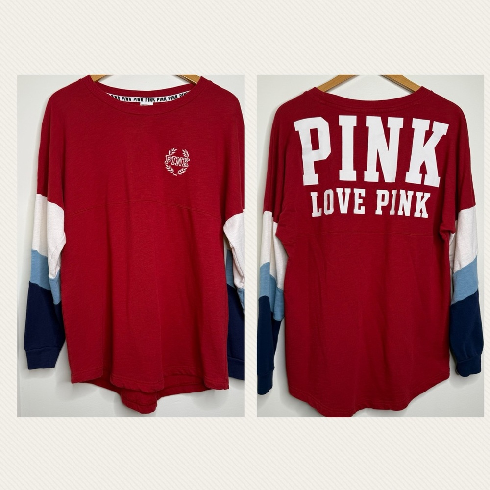 Pink Victoria’s Secret Long Sleeve Color Block Shirt Women’s Size Large